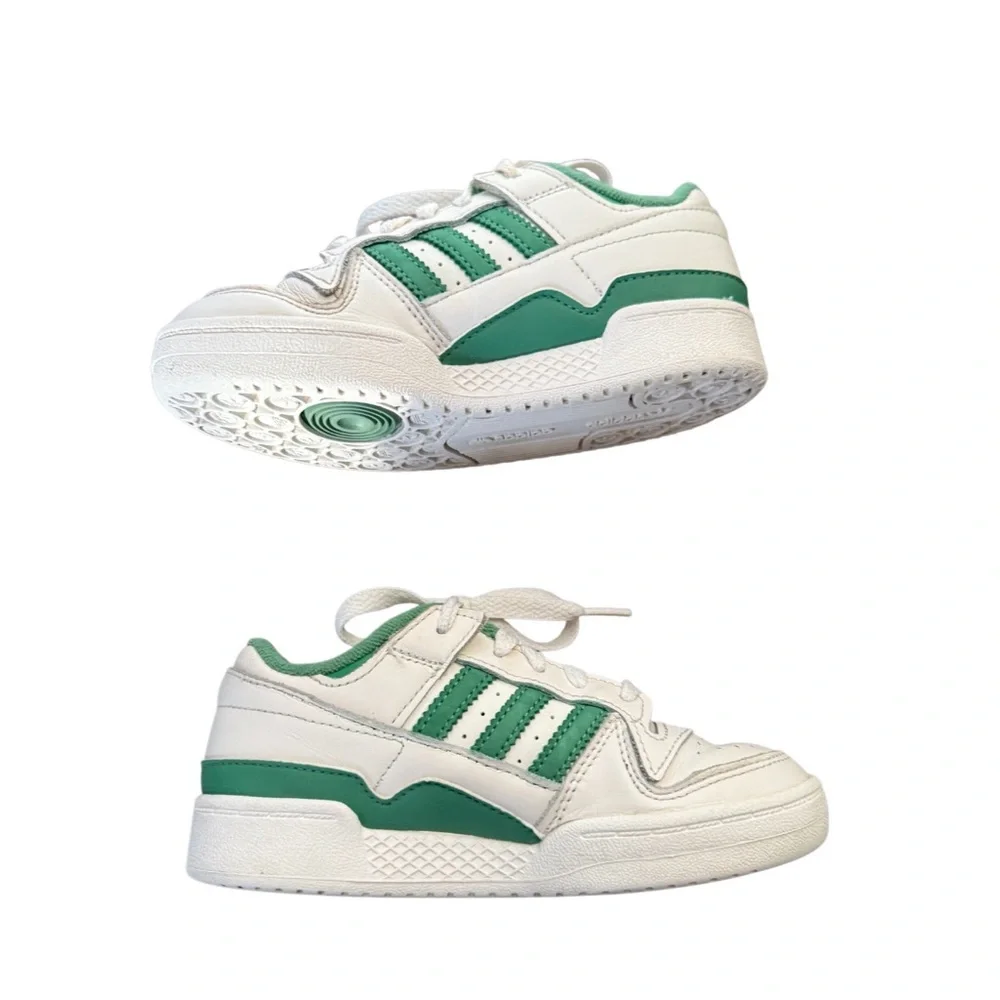 Adidas Forum CL Low Kids Sneakers in White and Green-Size 12